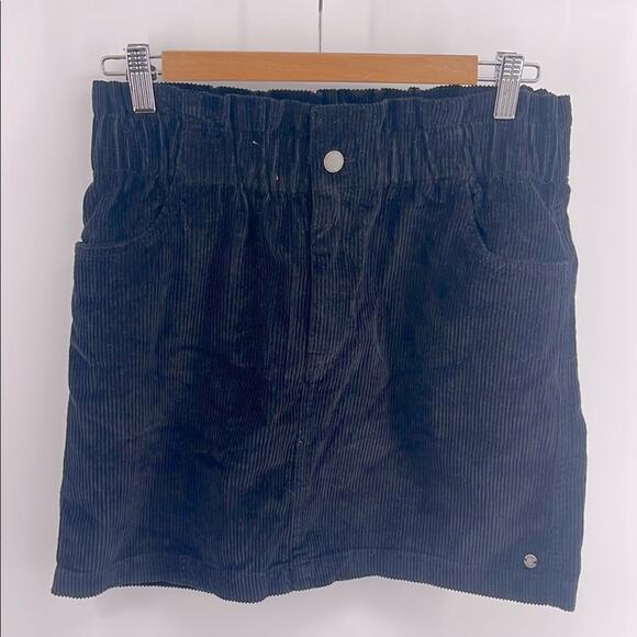 Roxy Silent Days wide tooth corduroy paperbag waist mini skirt sz L - Picture 1 of 6